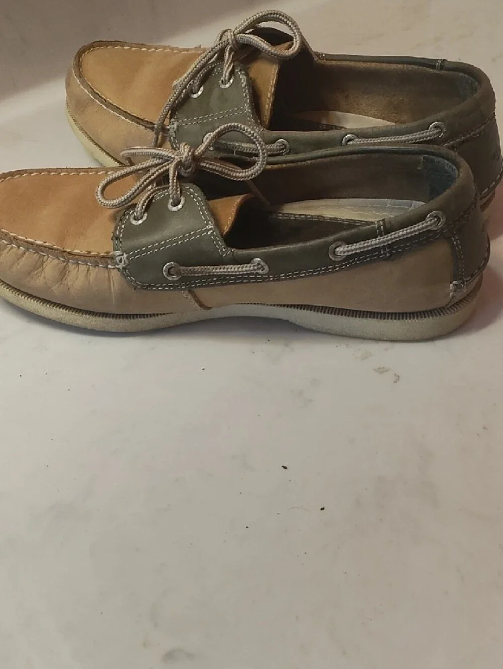 Men's Two-Tone Tan and Gray Boat Shoes